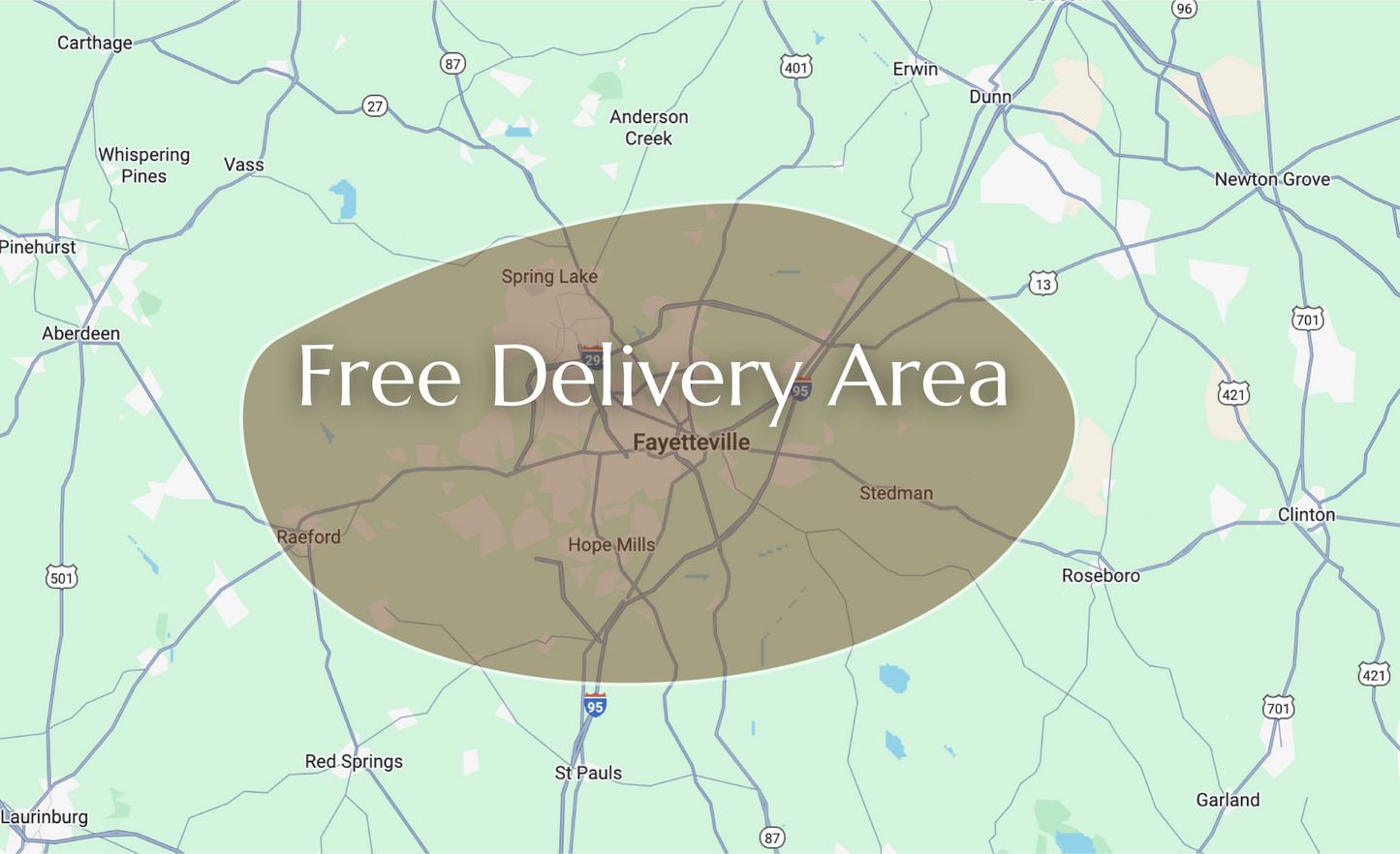 Delivery Fee (if out of Free Delivery area)